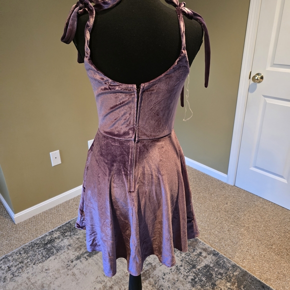 Trixxi Purple Velvet Mini Dress - Picture 3 of 4